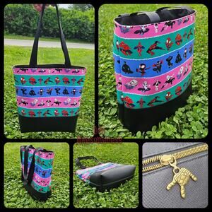 Cartoon Spider Animation Tote Bag Purse Vinyl Grocery Shopping Shoulder Tuesday